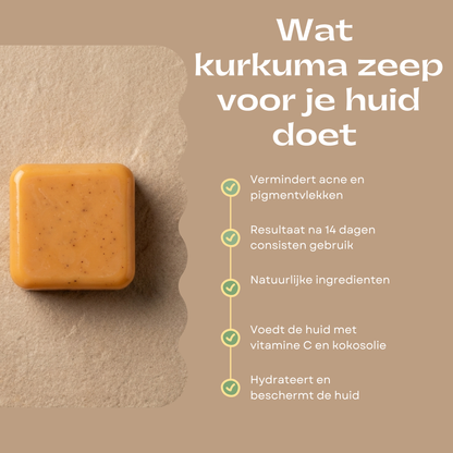 Biologische Kurkuma zeep | Vermindert zichtbaar pigmentvlekken & acne